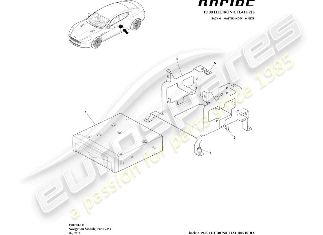 aston martin rapide (2011) navigationsmodul, bis zu 12my ersatzteildiagramm