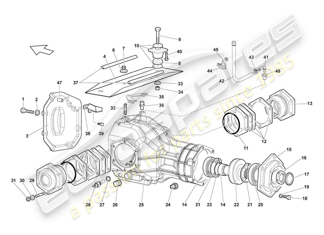 lamborghini lp640 coupe (2008) gehäuse für differential ersatzteildiagramm
