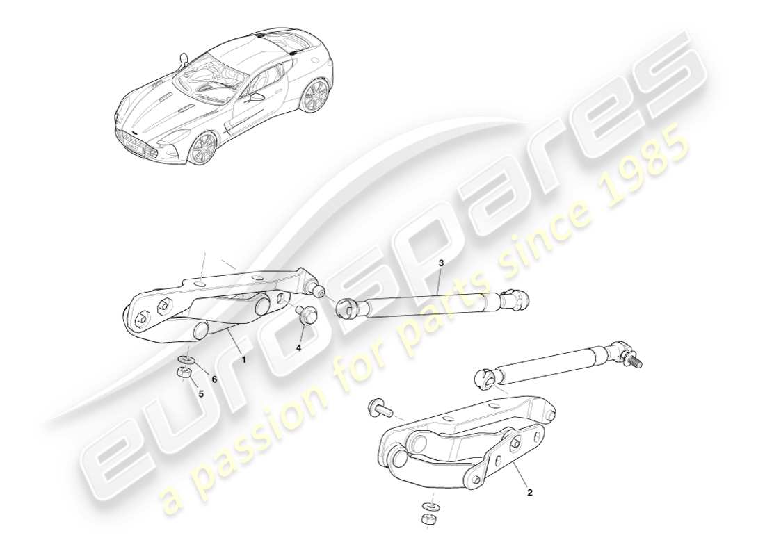 aston martin one-77 (2011) teilediagramm für heckscheibenscharnier