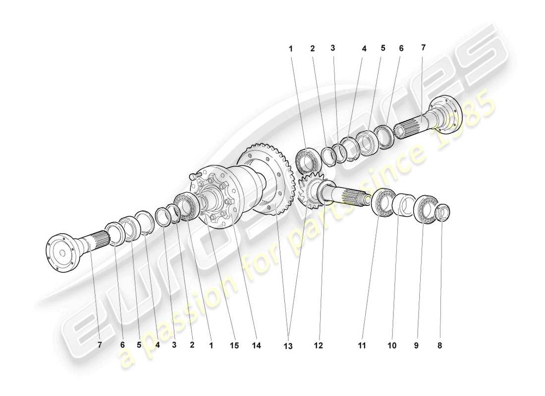 lamborghini lp640 coupe (2008) differential mit krone und ritzel vorne ersatzteildiagramm
