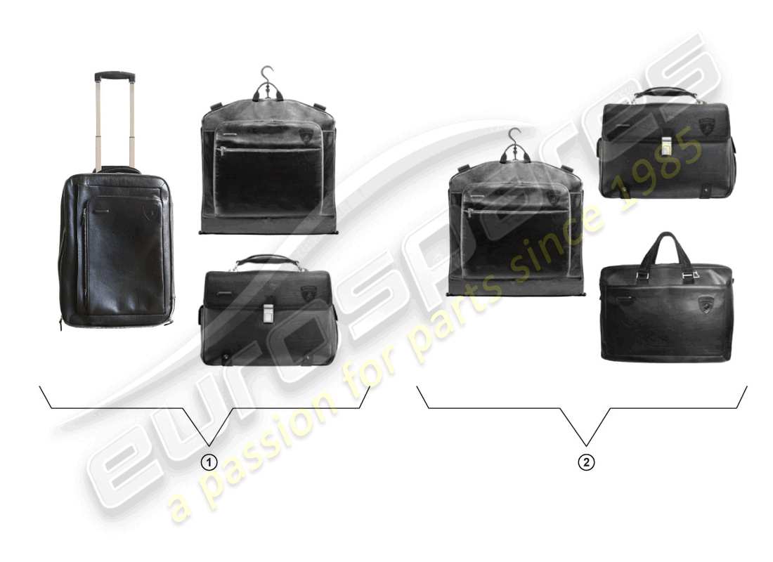 lamborghini superleggera (accessories) reisetaschen-set teilediagramm