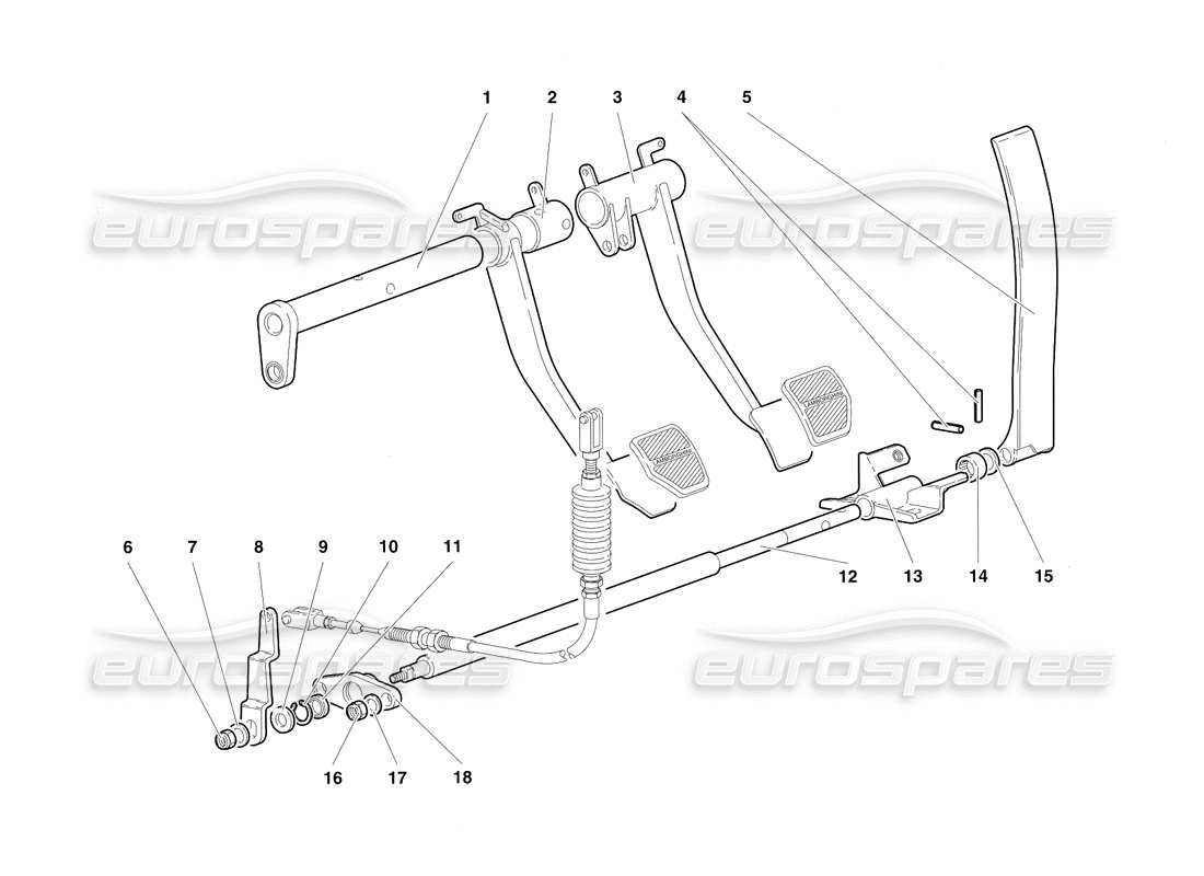 lamborghini diablo sv (1997) pedale (gültig für rh d. - märz 1997) ersatzteildiagramm