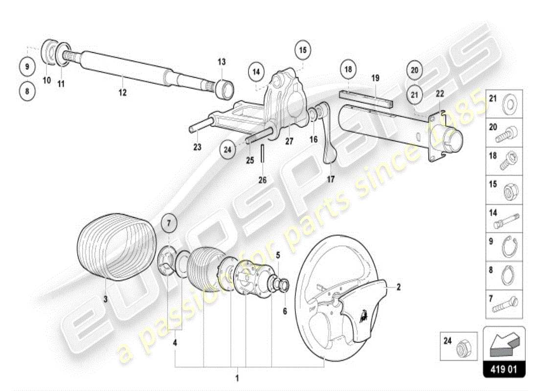 lamborghini diablo vt (1996) lenksystem teilediagramm