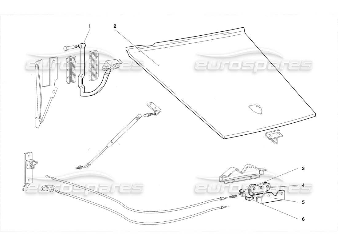 lamborghini diablo sv (1998) fronthaube (gültig für gb - november 1998) teilediagramm