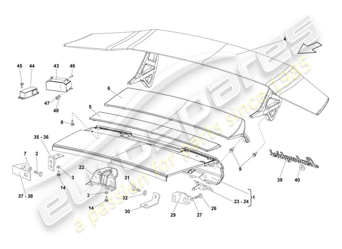 ein Teilediagramm aus dem Lamborghini LP670-4 SV (2010) Teilekatalog
