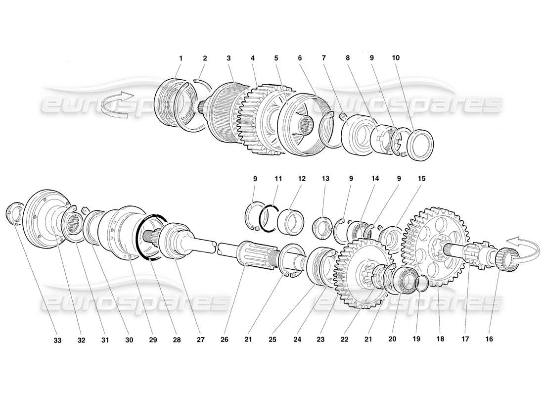 lamborghini diablo sv (1997) getriebeende (gültig für kanada – märz 1997) teilediagramm