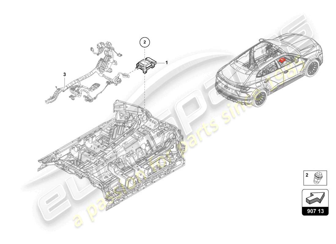 lamborghini urus s (2023) steuergerät für fahrgestell ersatzteildiagramm