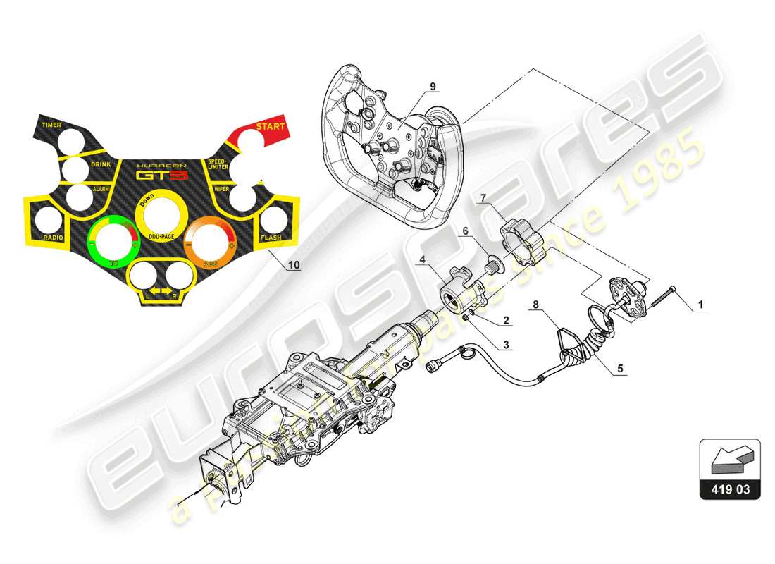 lamborghini gt3 (2017) lenkrad teilediagramm