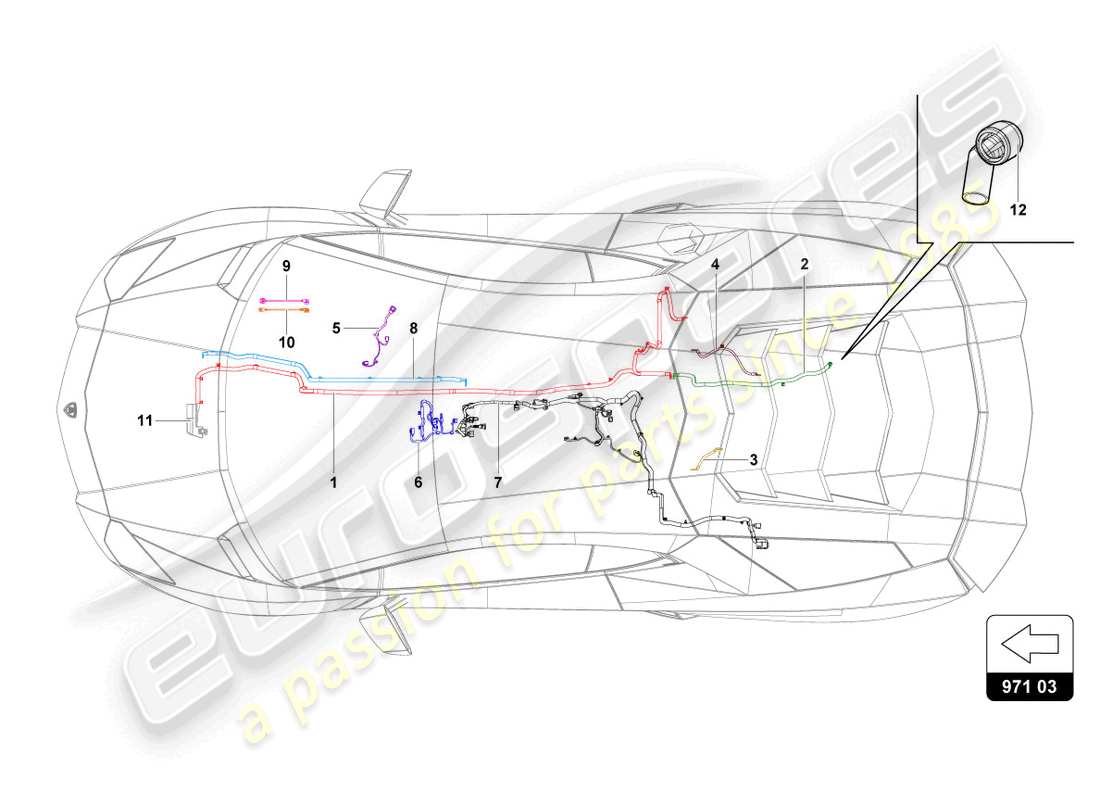 lamborghini sian roadster (2021) teilediagramm des elektrischen systems