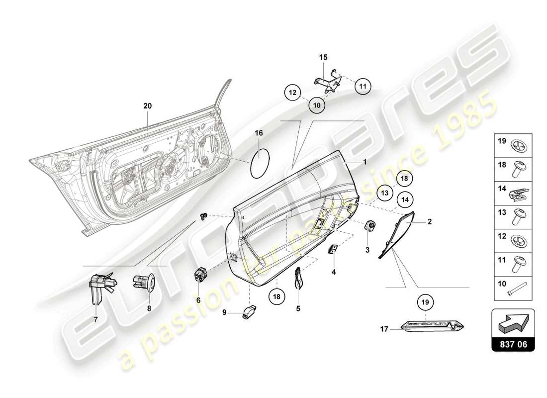 lamborghini 2022 (lp770-4 svj coupe) türplatte carbon ersatzteildiagramm