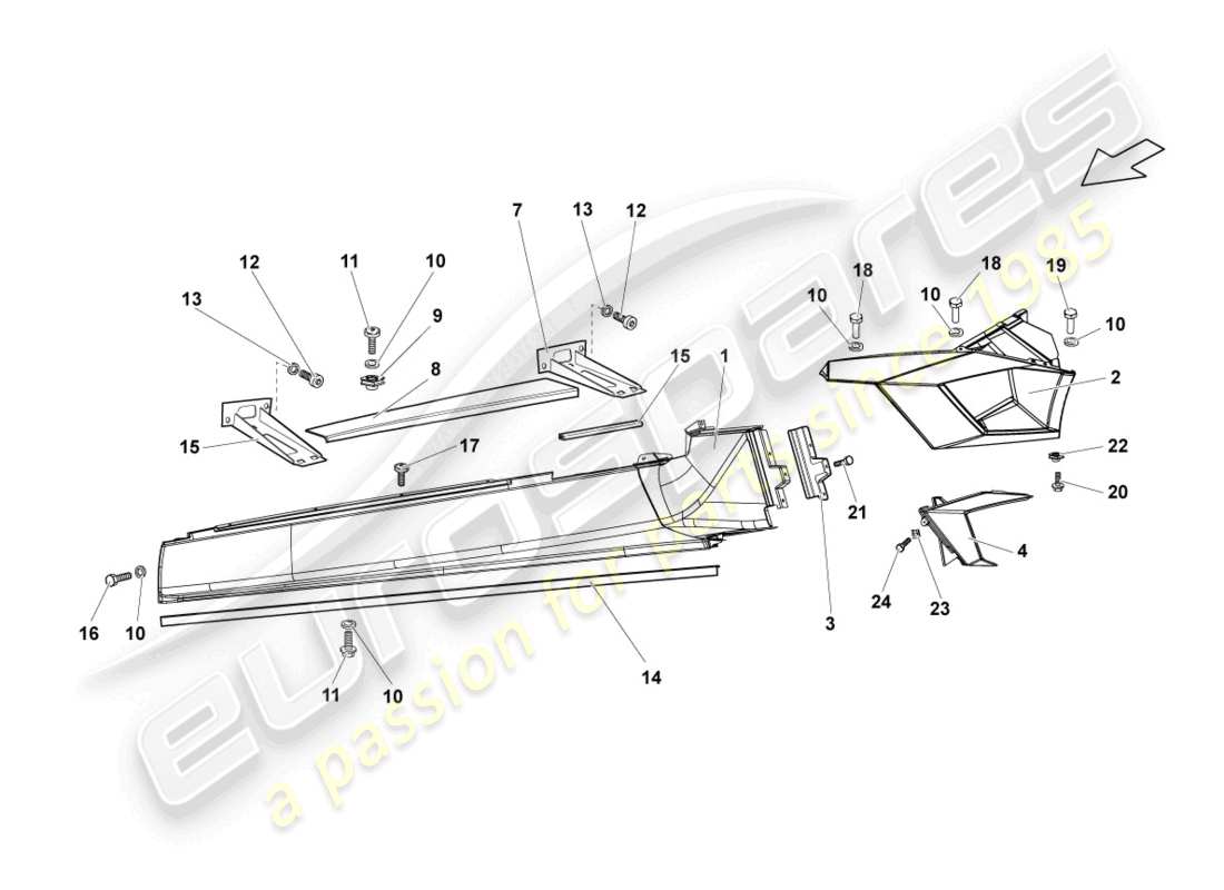 lamborghini reventon roadster seitenträger links ersatzteil-diagramm