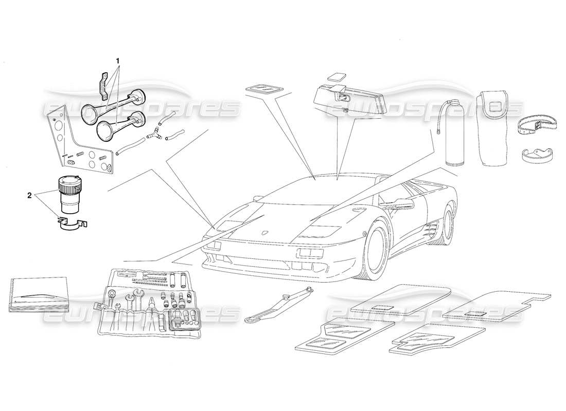 lamborghini diablo (1991) zubehör (gültig für die schweiz-version – oktober 1991) teilediagramm