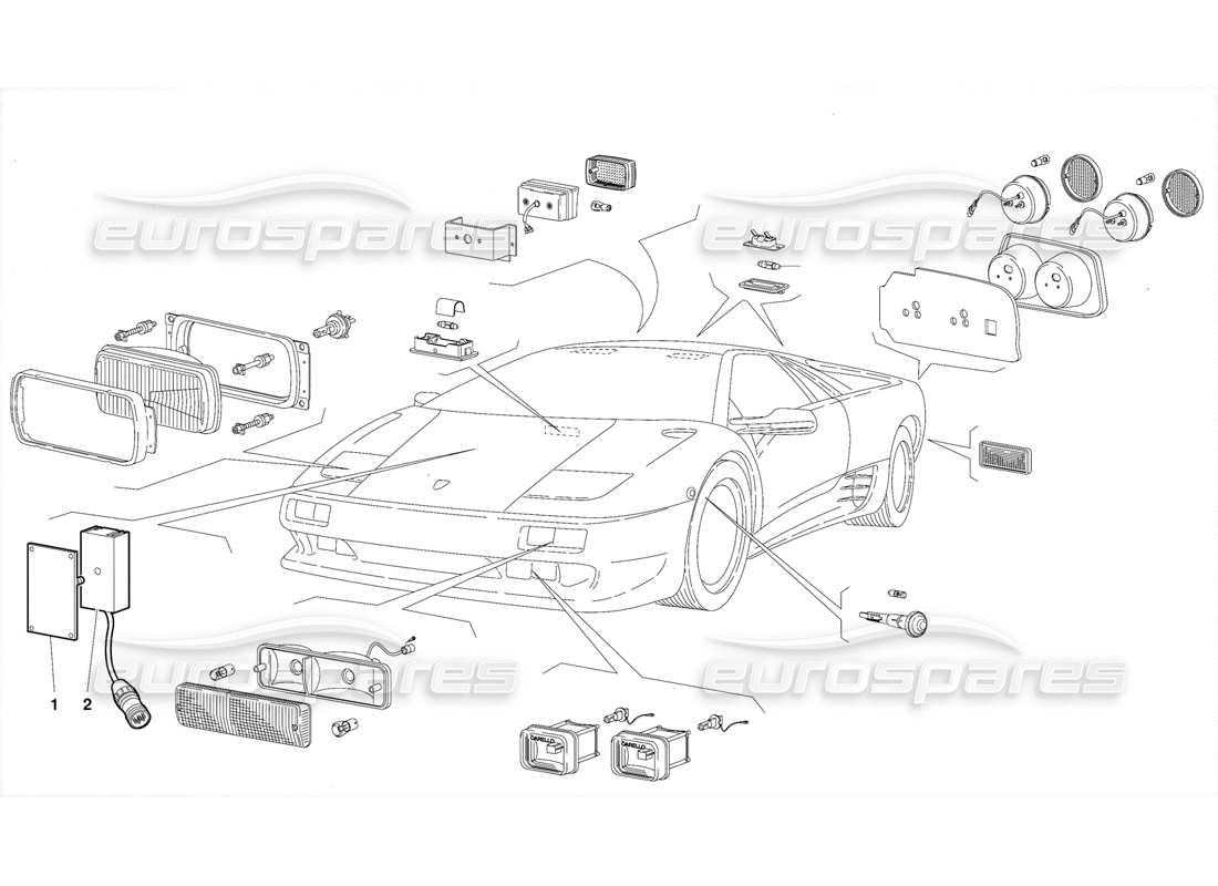 lamborghini diablo (1991) lichter (gültig für schweden - norwegen version - oktober 1991) teil diagramm