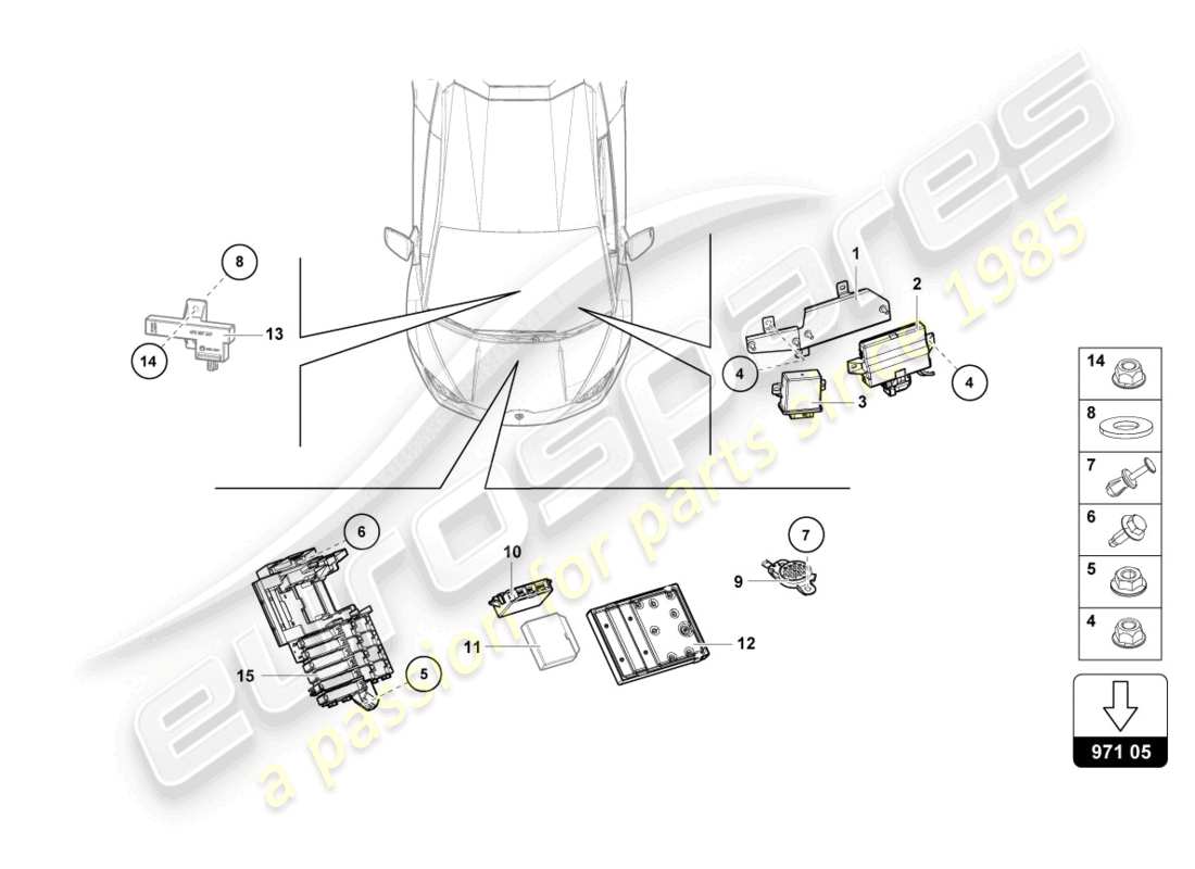 lamborghini evo coupe (2022) steuereinheit teilediagramm