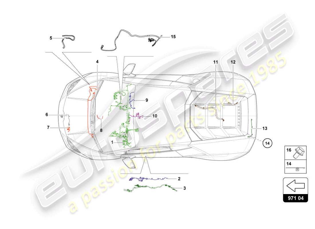 lamborghini evo coupe (2022) verkabelung teilediagramm