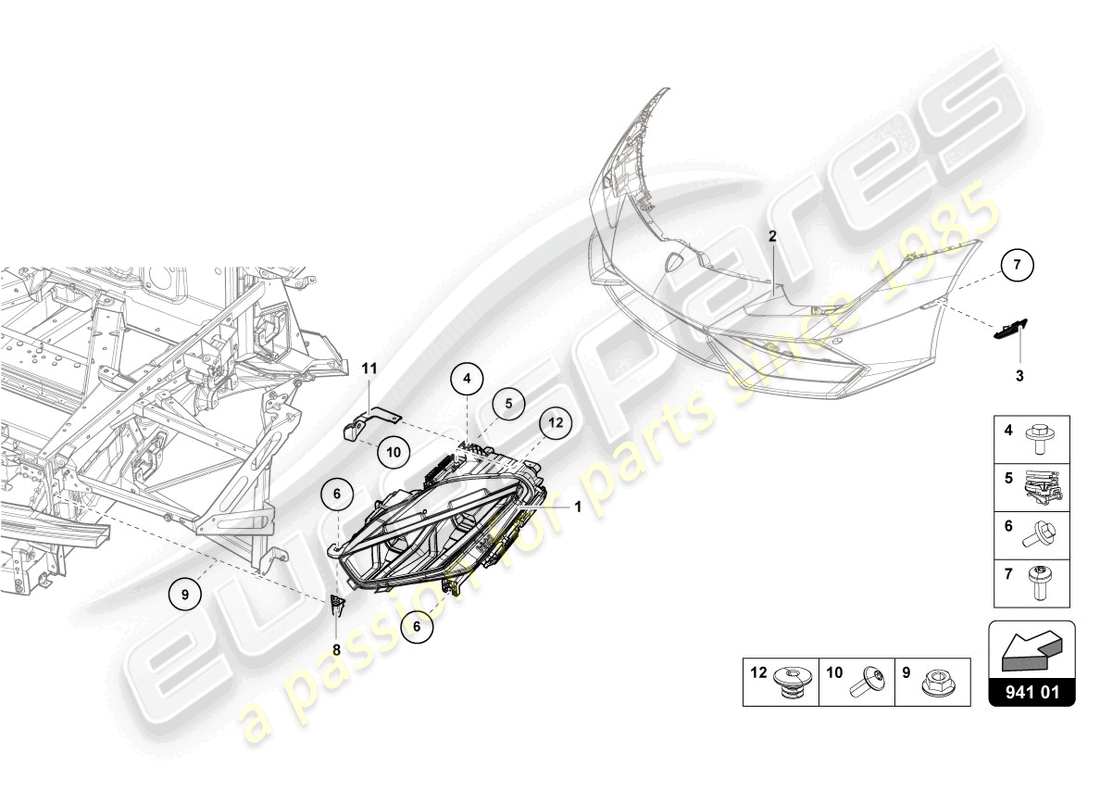 lamborghini 2022 (evo spyder) led-scheinwerfer vorne teilediagramm