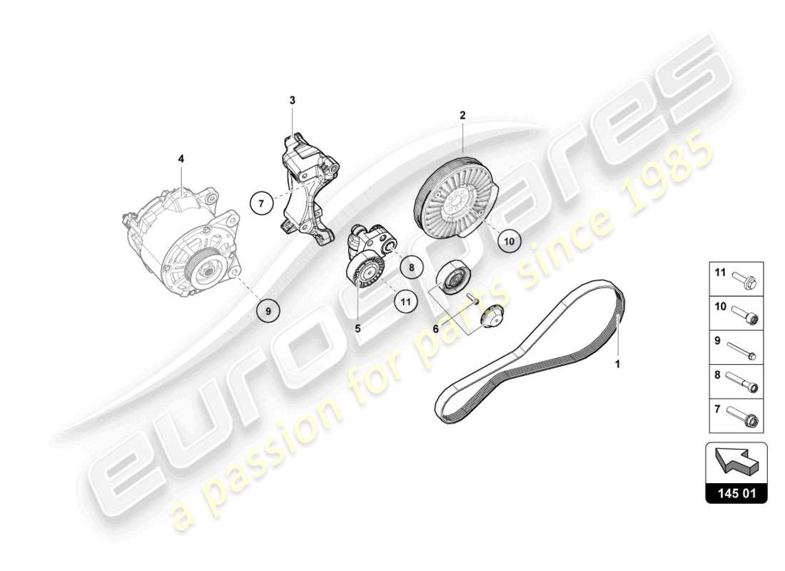 lamborghini sterrato (2024) einzelteile für 3-phase lichtmaschine ersatzteildiagramm