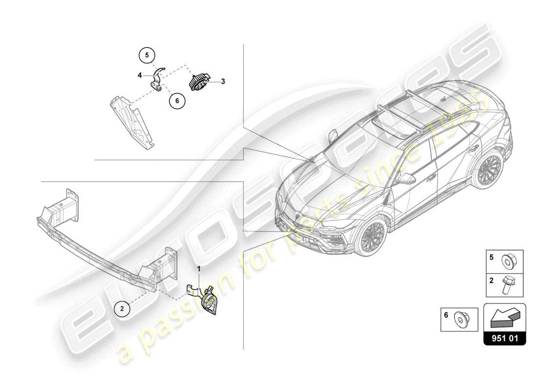 lamborghini urus s (2024) signalhupe ersatzteildiagramm