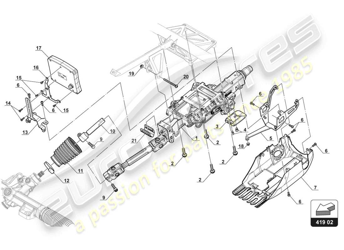 lamborghini gt3 (2017) lenksäule ersatzteildiagramm