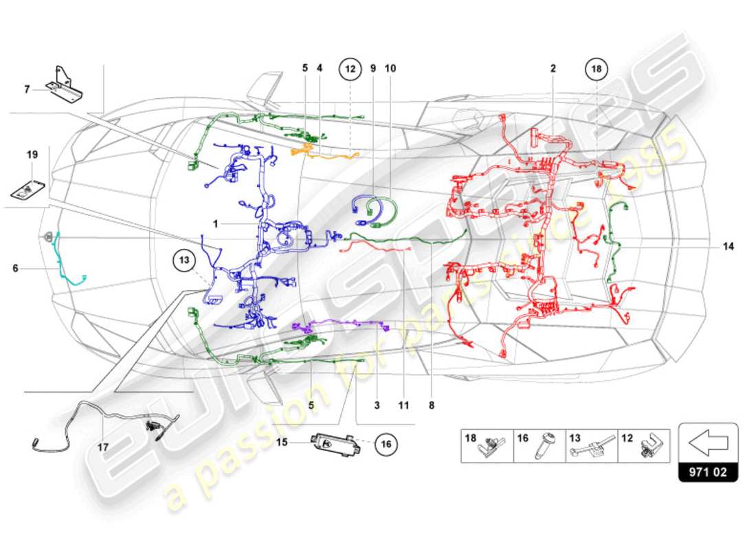 lamborghini sian roadster (2021) kabelbäume ersatzteildiagramm