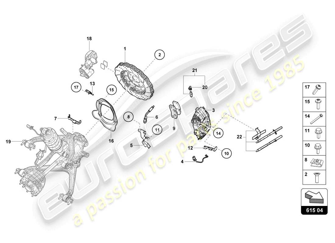 lamborghini evo spyder 2wd (2022) bremsscheibe (belüftet) hinten ersatzteildiagramm