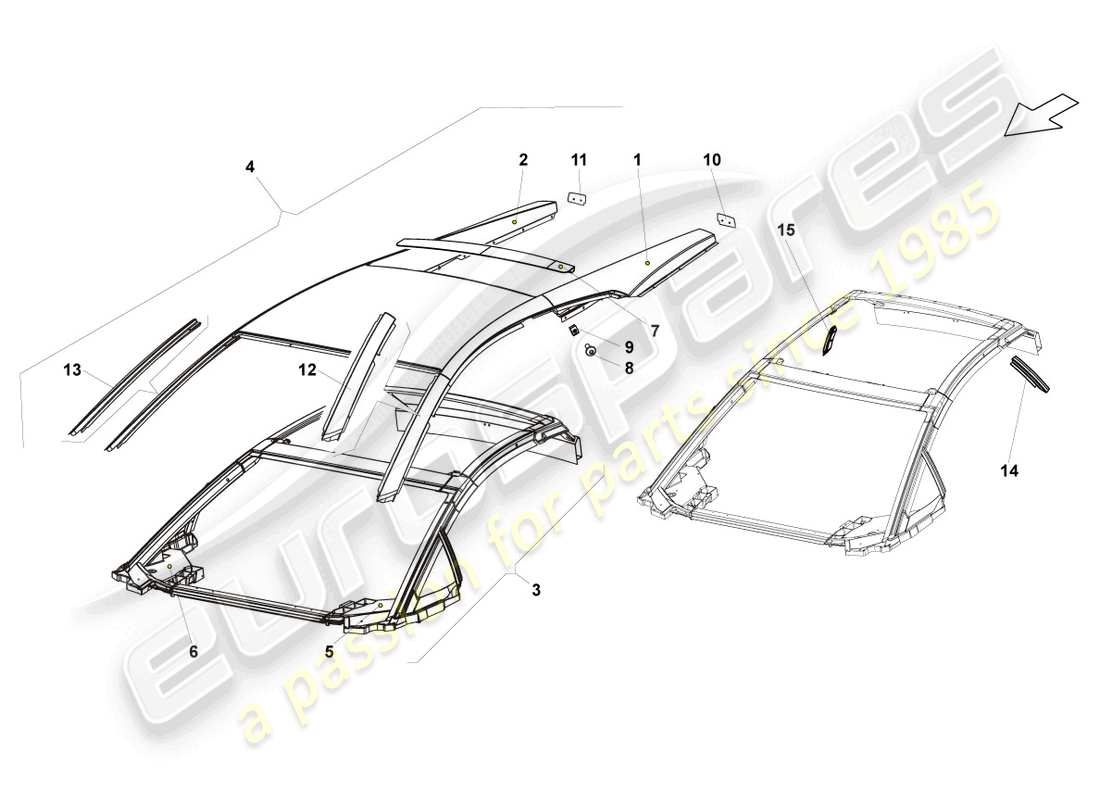 lamborghini blancpain sts (2012) roof-teilediagramm