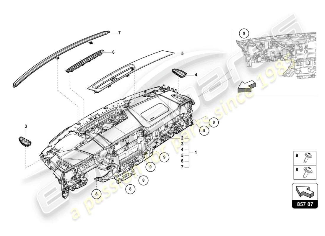 lamborghini urus performante (2024) instrumententafel ersatzteildiagramm