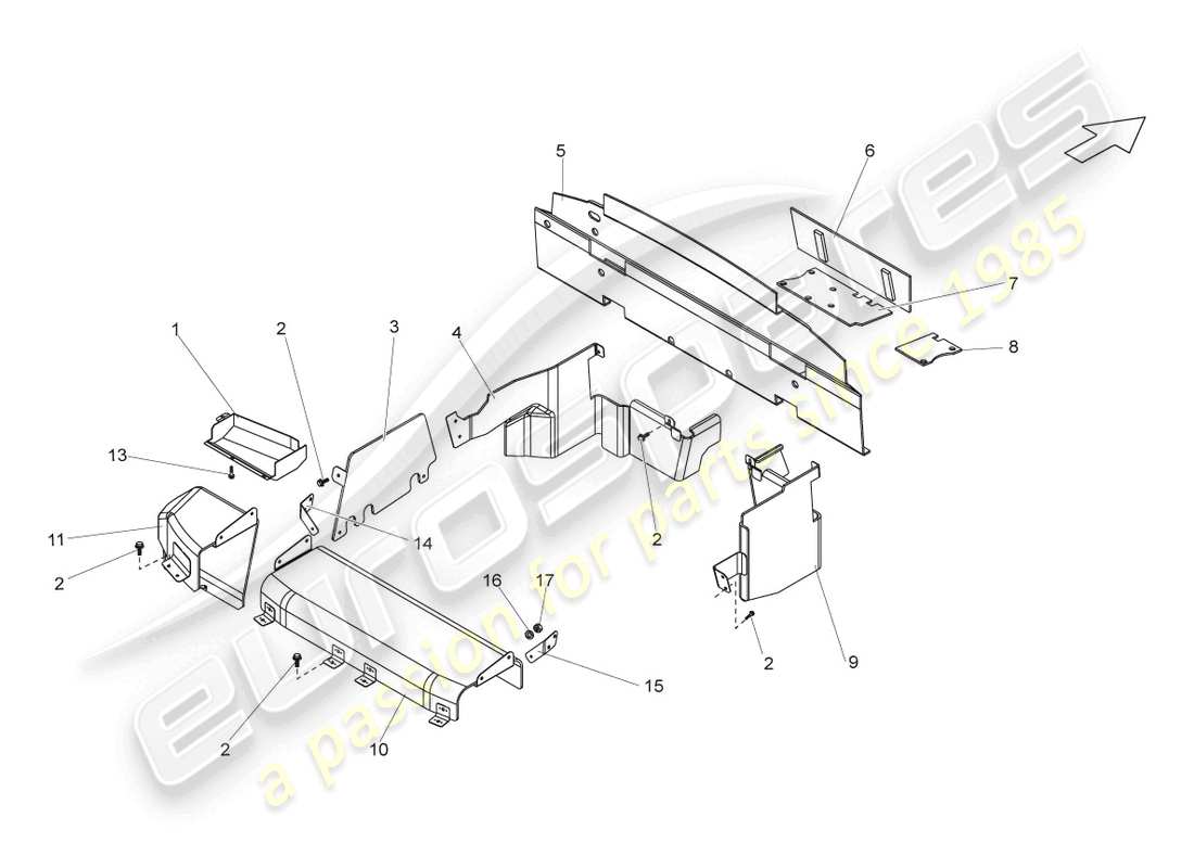 lamborghini gallardo coupe (2004) querplatte mit luftschlauch ersatzteildiagramm