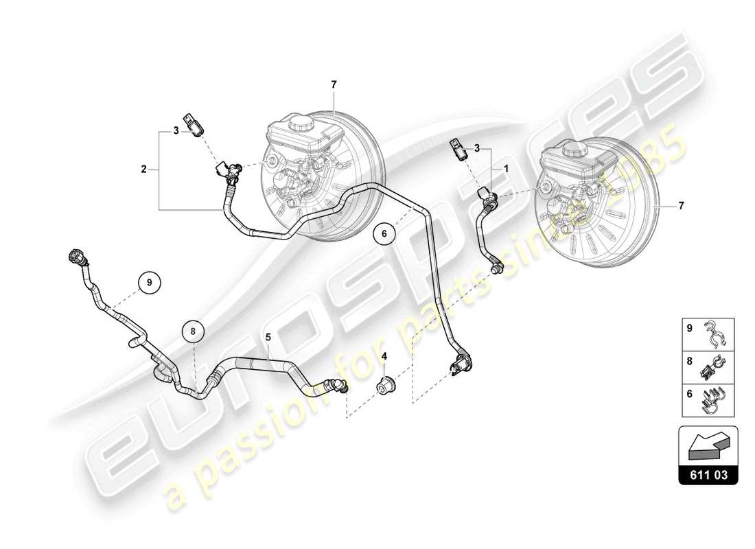 lamborghini urus performante (2024) vakuumschläuche für bremskraftverstärker ersatzteildiagramm