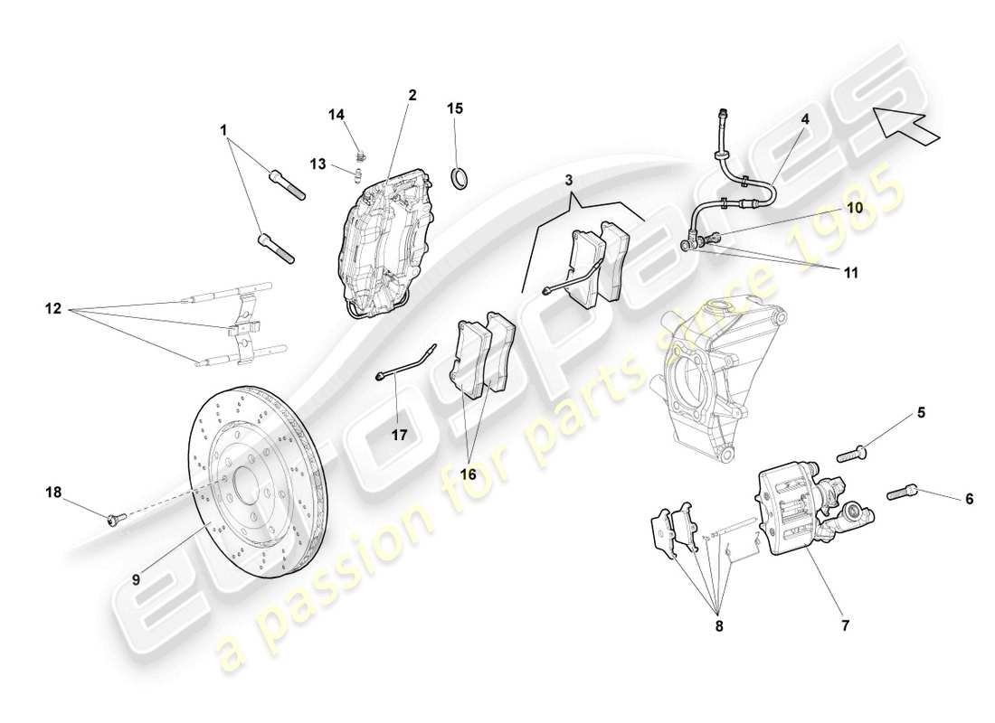 lamborghini gallardo coupe (2004) scheibenbremse hinten, ersatzteildiagramm