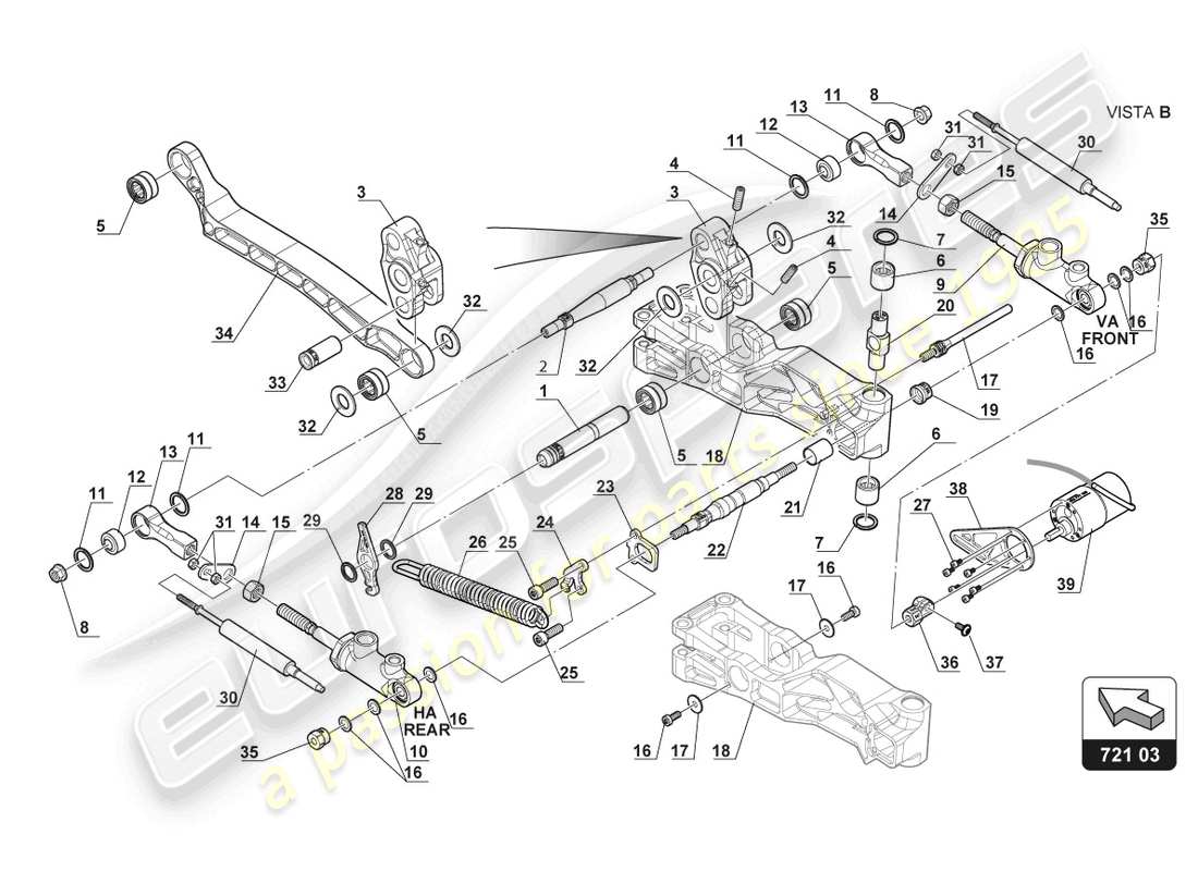 lamborghini 2018 (gt3 evo) pedalmechanismus teilediagramm