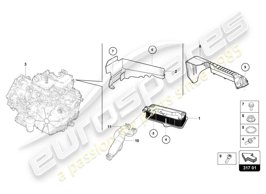 lamborghini evo coupe 2wd (2023) getriebeölkühler - ersatzteildiagramm