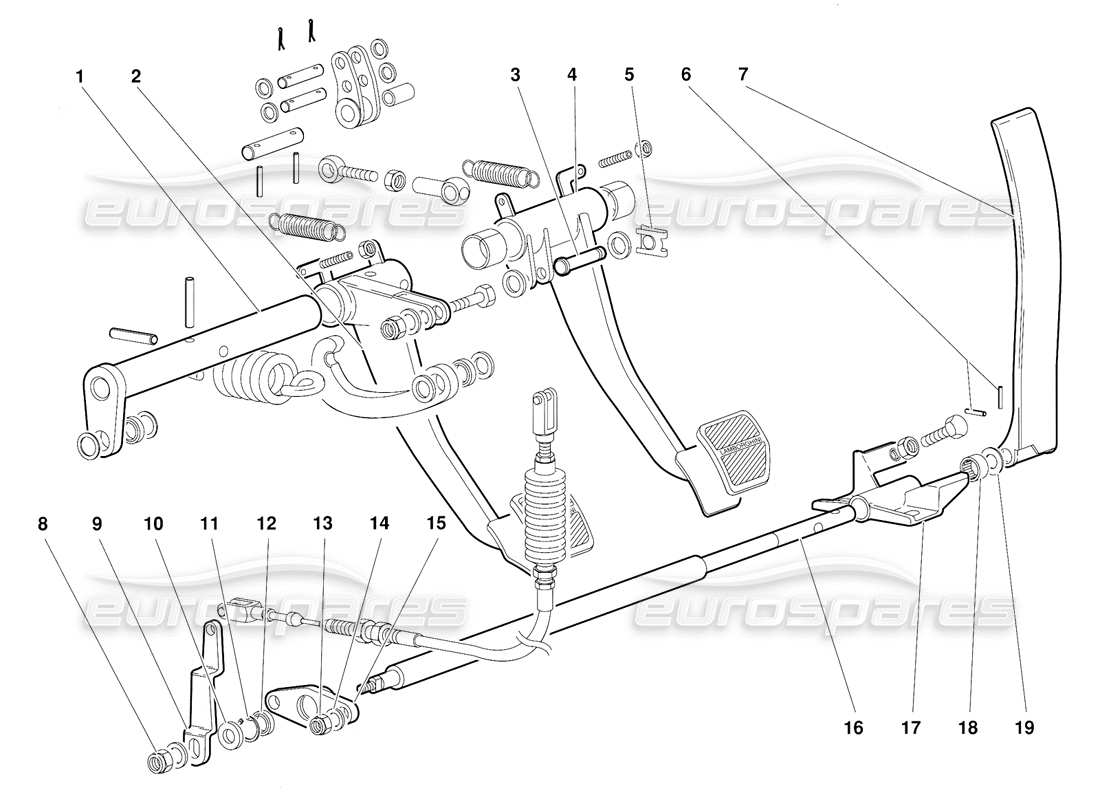 lamborghini diablo (1991) pedale (gültig für australien-version – oktober 1991) teilediagramm