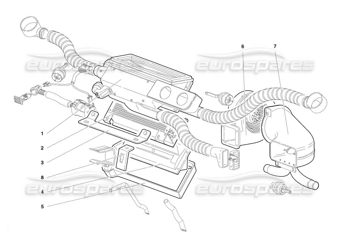lamborghini diablo sv (1997) klimatisierung (gültig für rh d. - märz 1997) teilediagramm