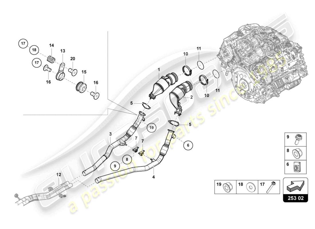 lamborghini urus performante (2024) katalysator teilediagramm