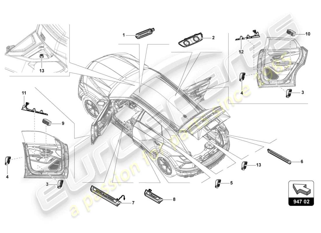 teilediagramm mit der teilenummer 4m0947105