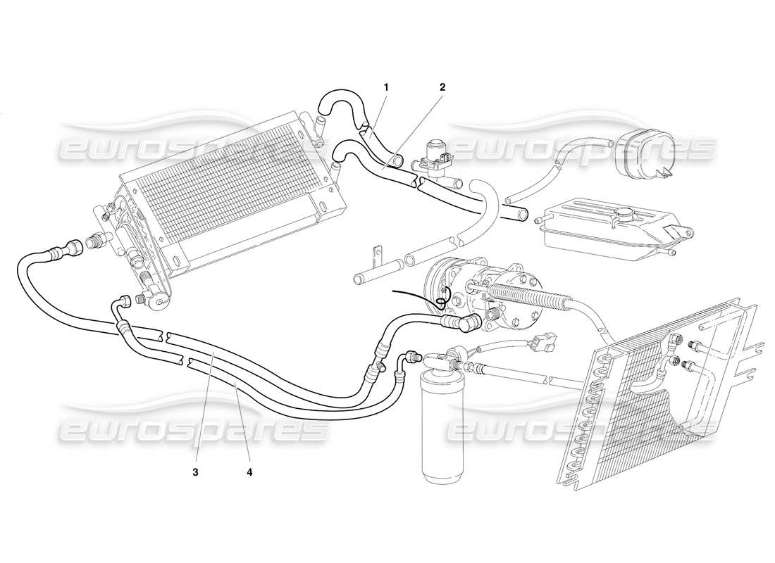 lamborghini diablo sv (1997) klimatisierung (gültig für rh d. - märz 1997) teilediagramm