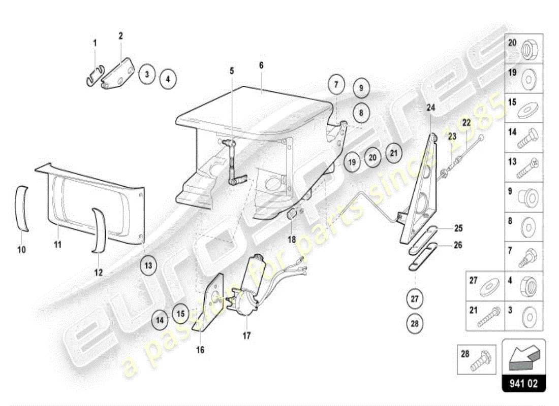 lamborghini diablo vt (1997) scheinwerfergerät teilediagramm