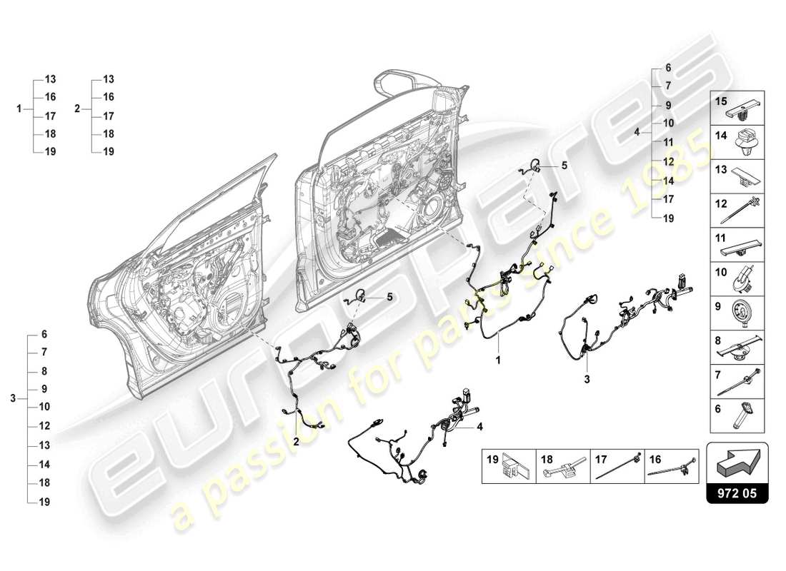 lamborghini urus (2020) kabelsatz für tür ersatzteildiagramm