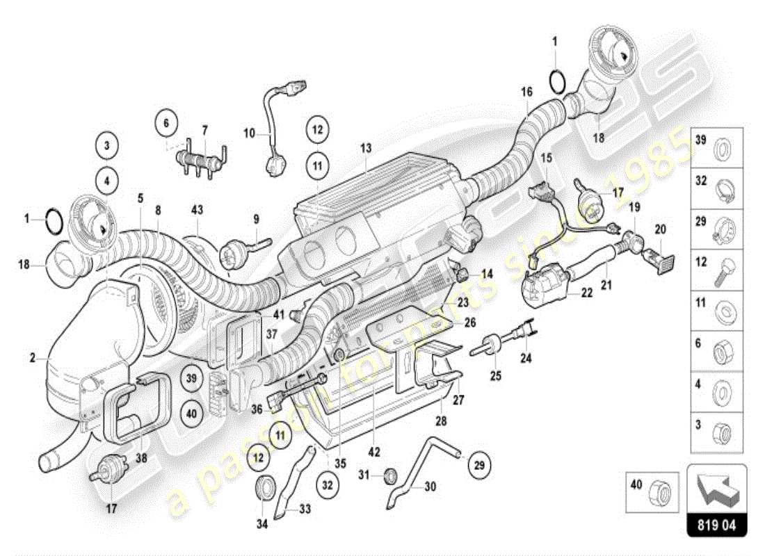 lamborghini diablo vt (1997) luftführungskanal ersatzteildiagramm