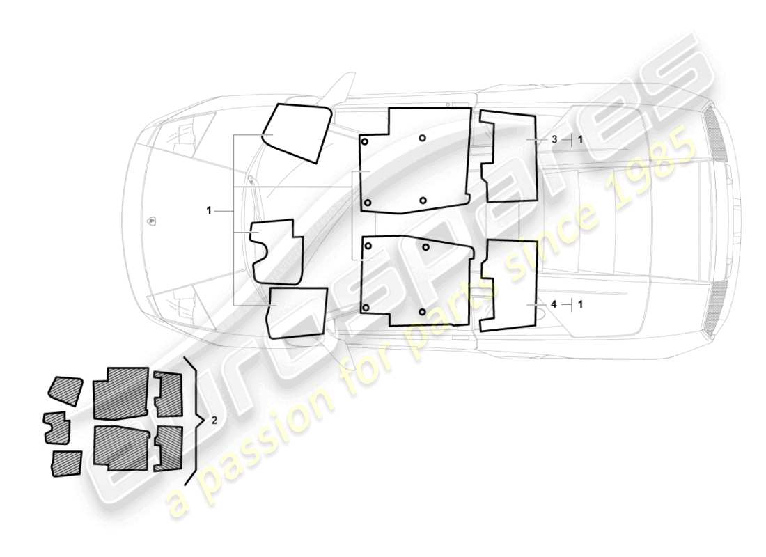 lamborghini reventon bodenbelag (teppich) teilediagramm