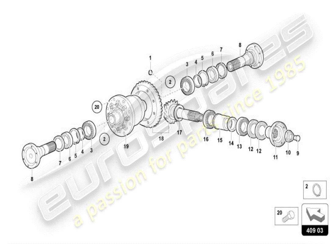 lamborghini diablo vt (1999) vorderachsdifferential ersatzteildiagramm