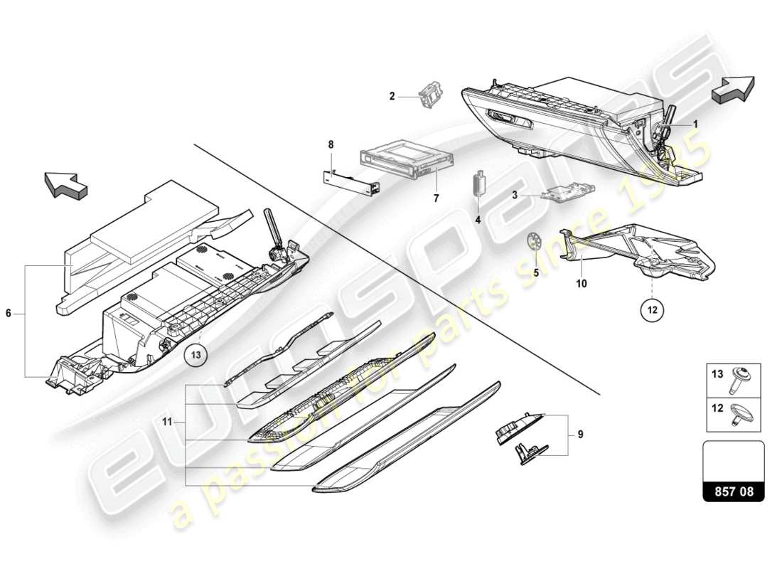 lamborghini urus (2020) handschuhfach-ersatzteildiagramm