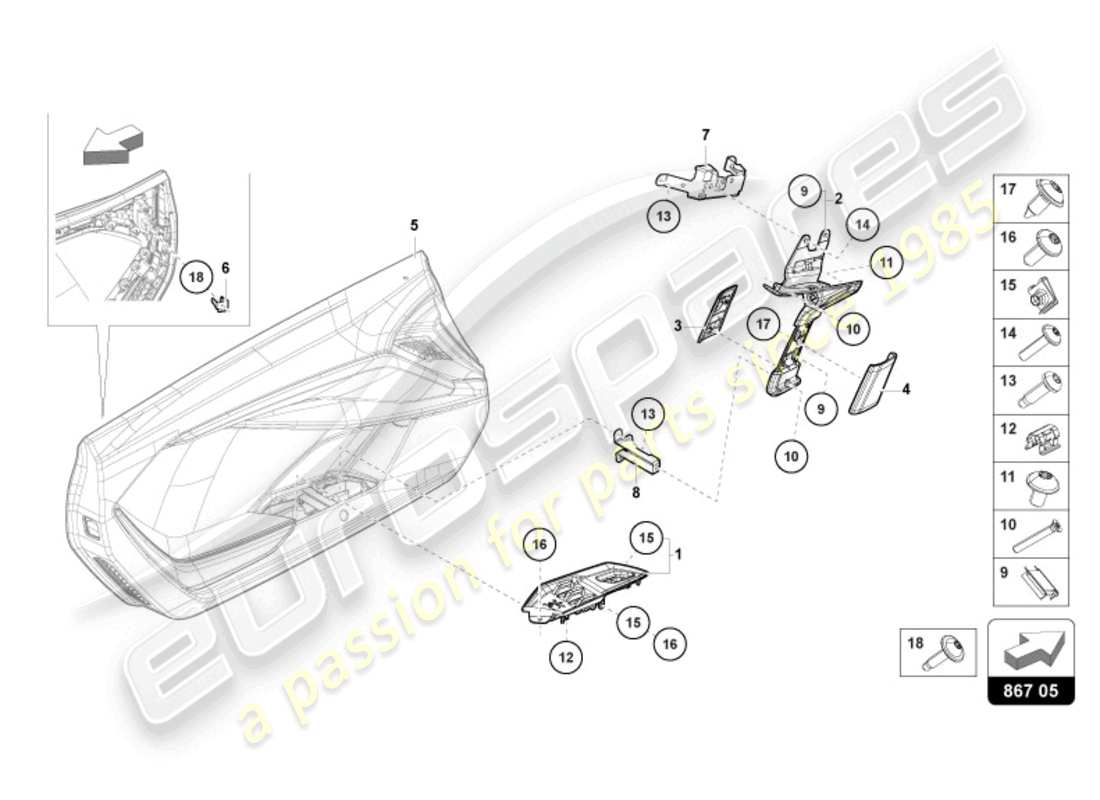 lamborghini revuelto coupe (2024) türverkleidung ersatzteildiagramm