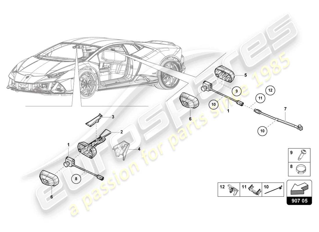 lamborghini evo coupe (2022) elektrische teile für videoaufzeichnungs- und telemetriesysteme teilediagramm