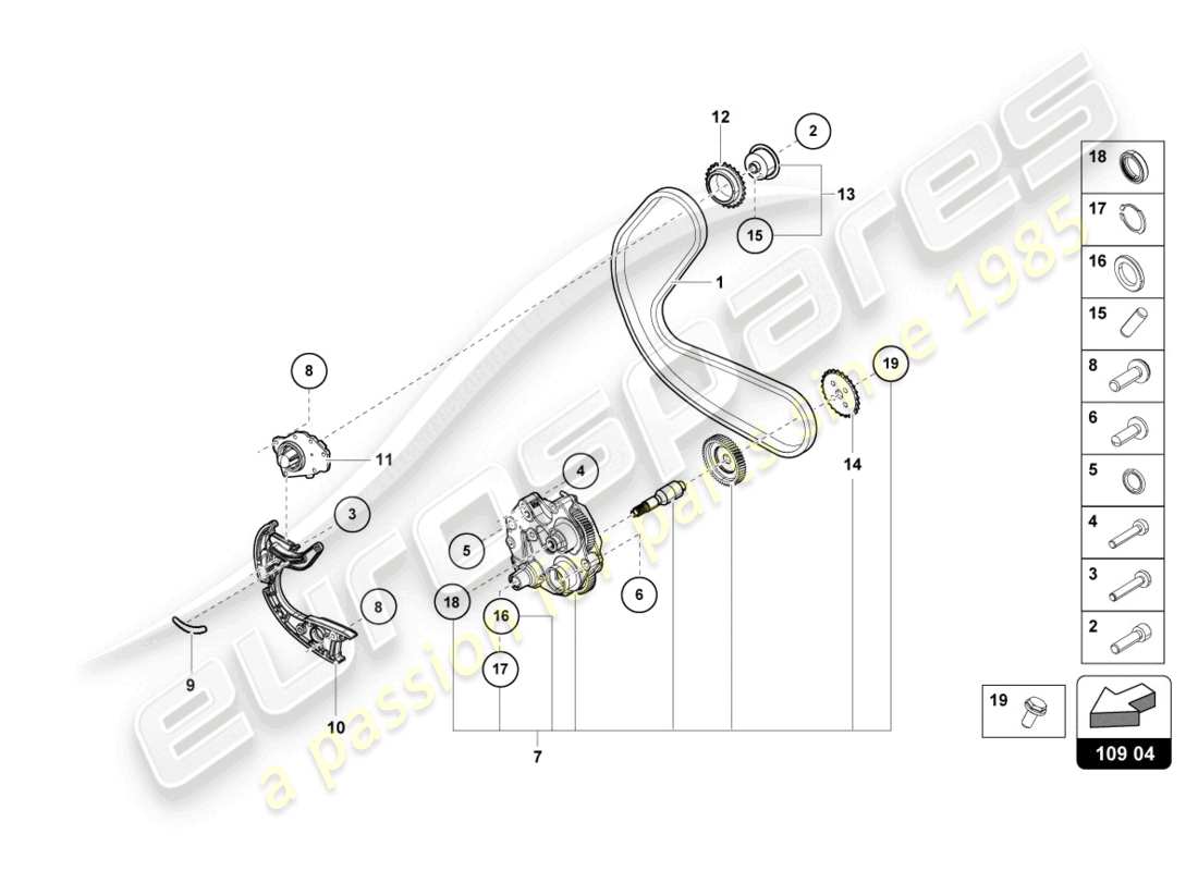 lamborghini evo coupe 2wd (2023) steuerkette ersatzteildiagramm