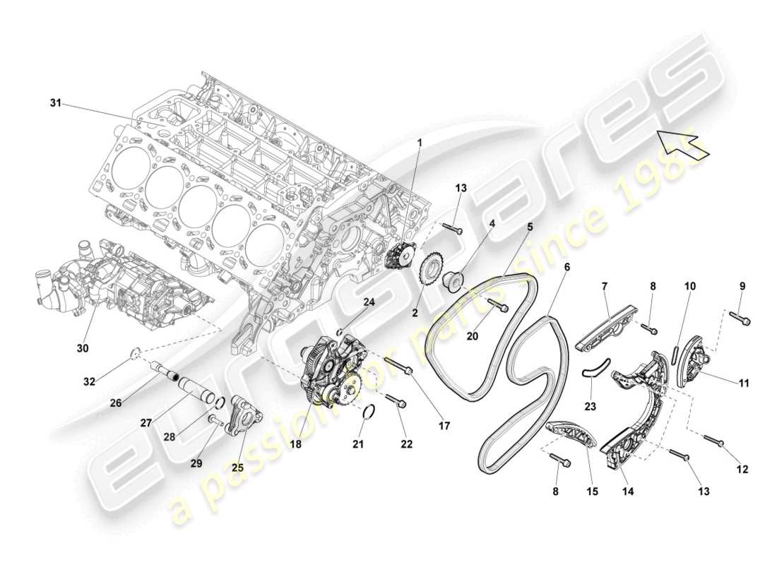 lamborghini lp560-4 coupe fl ii (2013) steuerkette ersatzteildiagramm
