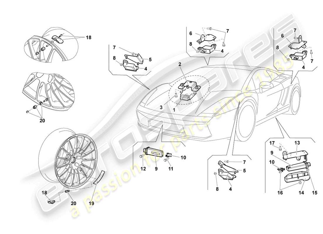 lamborghini blancpain sts (2012) steuergerät für reifendruckkontrolle ersatzteildiagramm