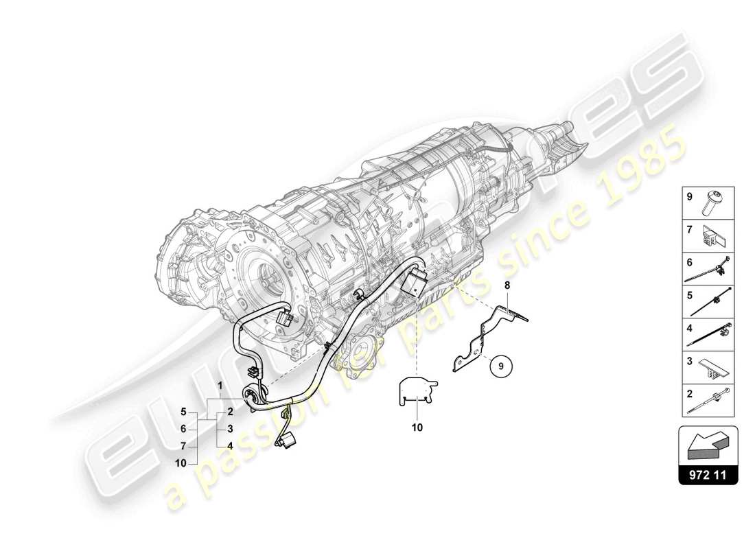 lamborghini urus s (2023) kabelbaum für getriebe ersatzteildiagramm
