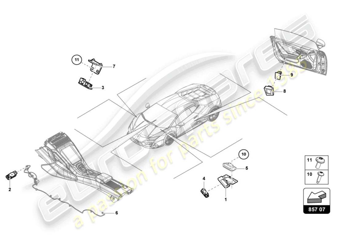 lamborghini evo spyder 2wd (2021) einzelteile für innenraum- und leselicht ersatzteilübersicht